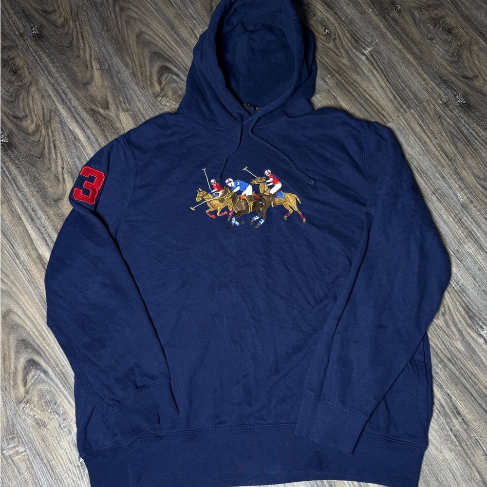 Ralph Lauren Navy Hoodie with Polo Graphic